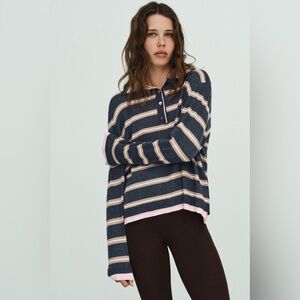 Zara Striped Combined Knit Polo Shirt